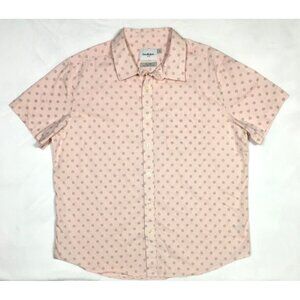 Goodfellow Pink Button Up Shirt XL Slim Fit Men’s Short Sleeve Pocket Chest 49"